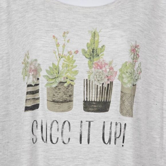 Maurices Succ It Up Succulent Graphic Tee Gray Size L - Picture 2 of 7